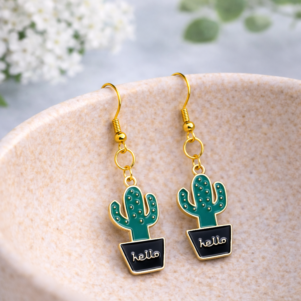 Cacti Hello Earrings