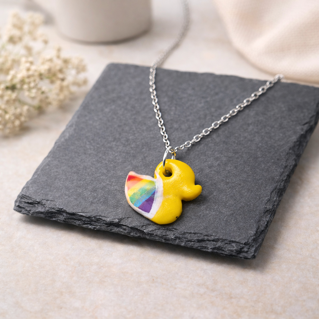 Pride Ducky Necklace Silver Chain