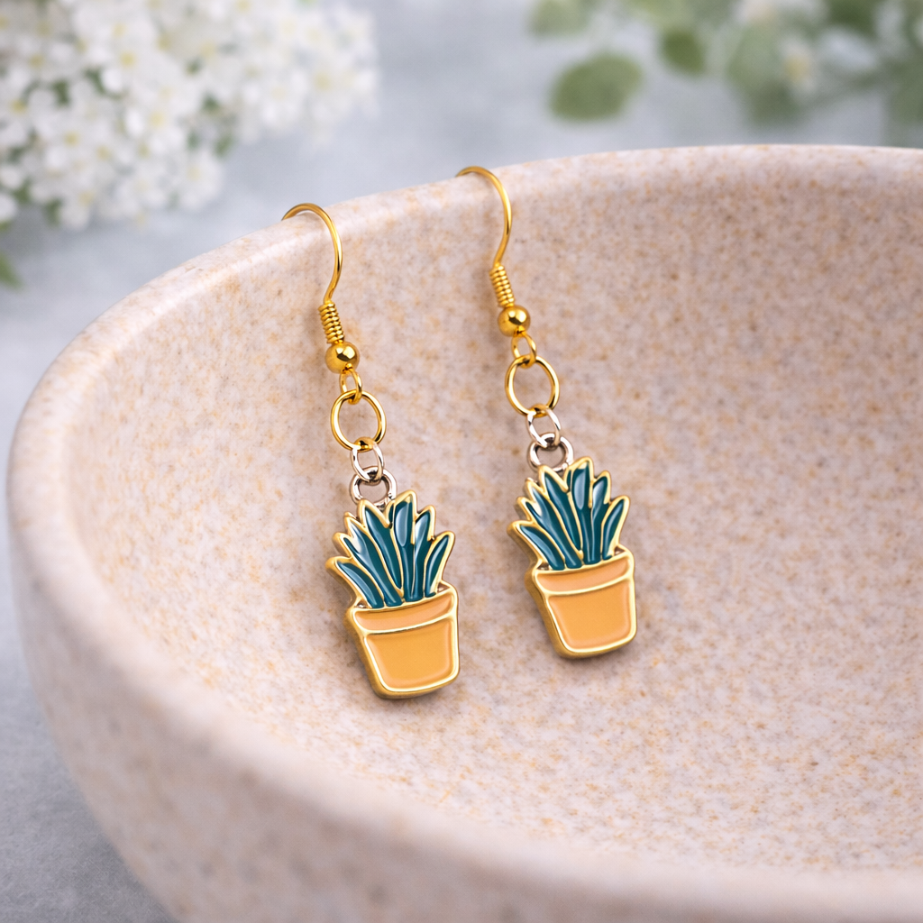 Orange Succulent Earrings