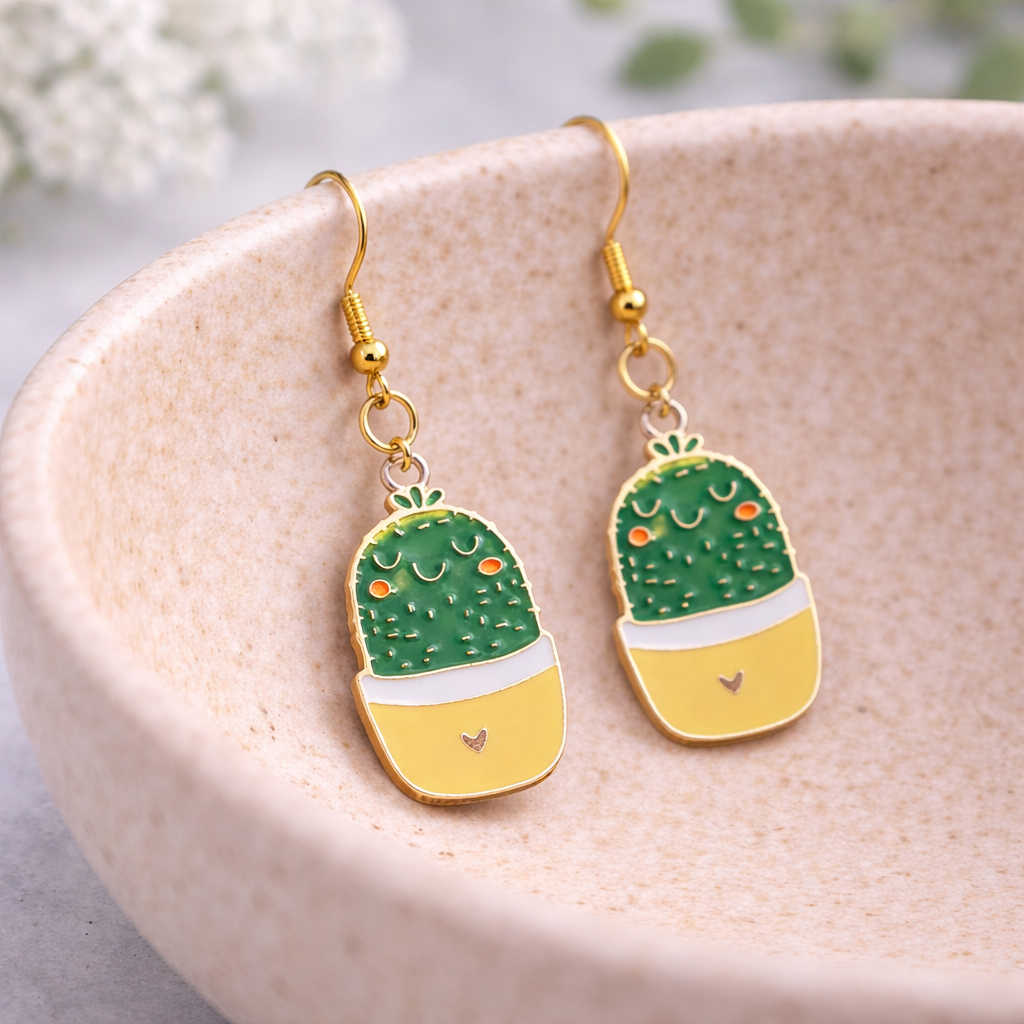 Cacti Heart Earrings