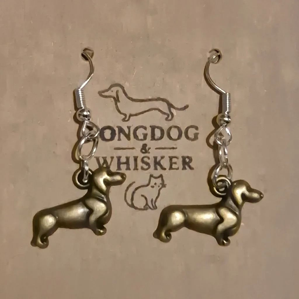 Sausage Dog Earrings - Bronze