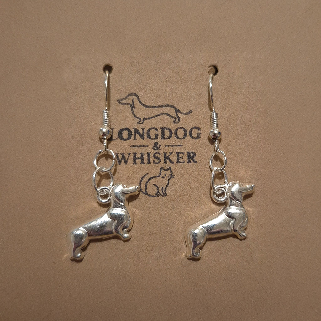 Sausage Dog Earrings - Silver