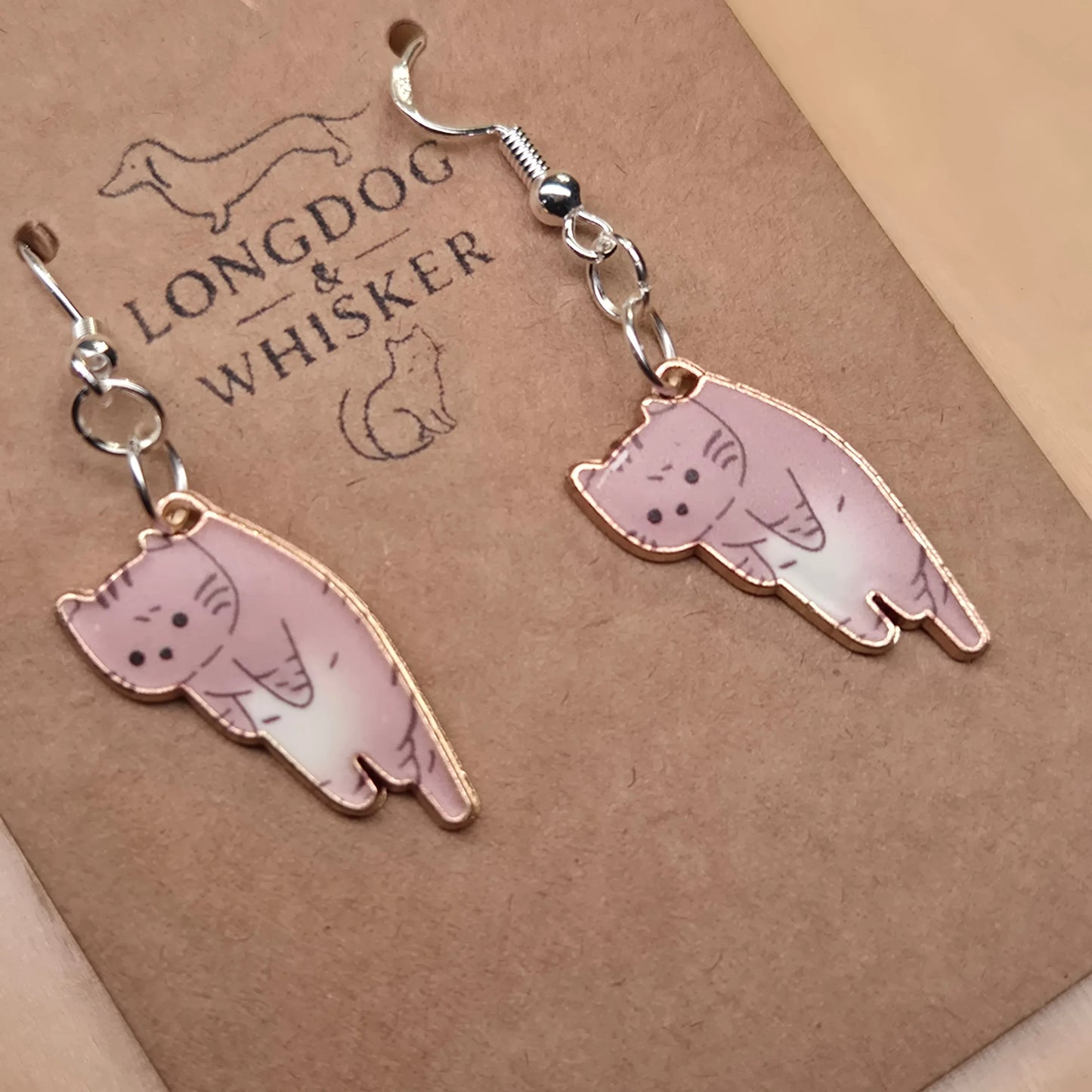 Scruffles Cat Earrings - Brown