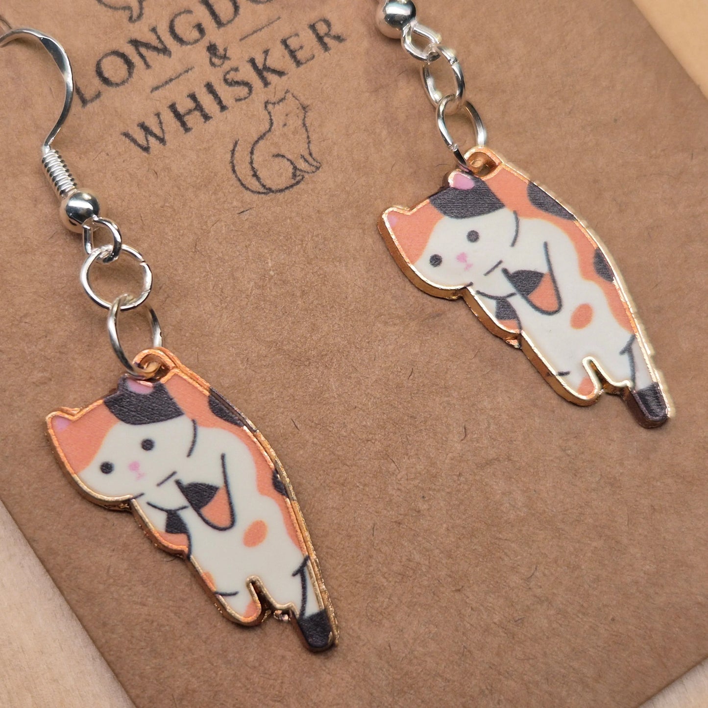 Scruffles Cat Earrings - Calico