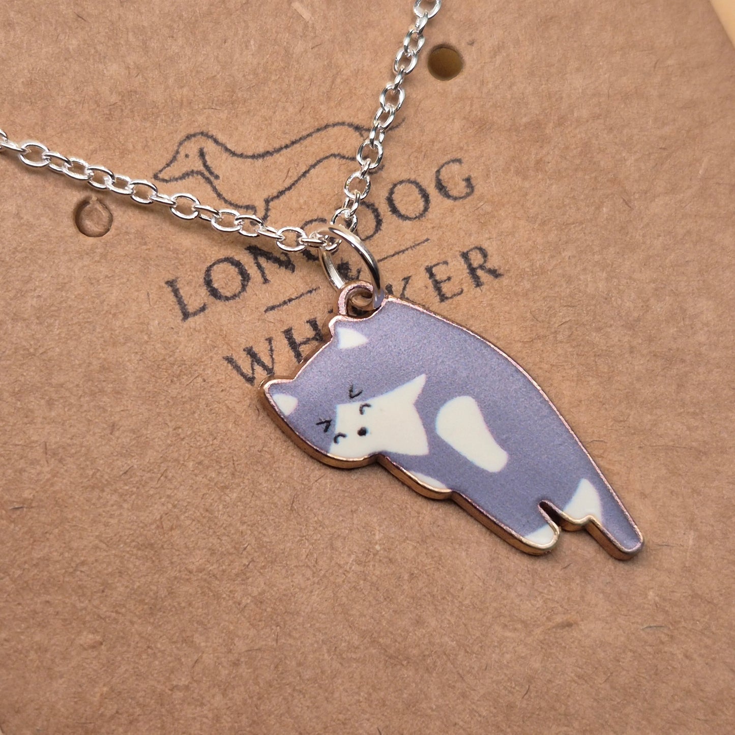 Scruffles Cat Necklace - Grey