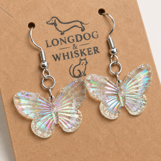 Clear Pearl Aurora Butterfly Earrings