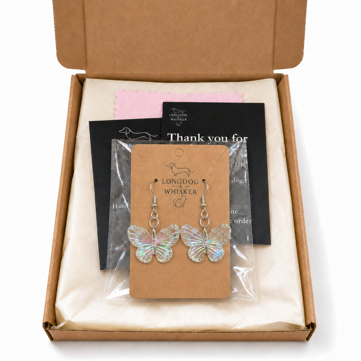 Aurora Butterfly Earrings - Clear Pearl