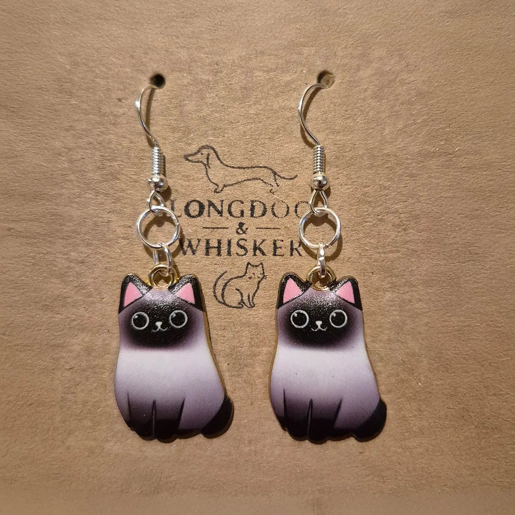 Chonky Cat Earrings - Siamese