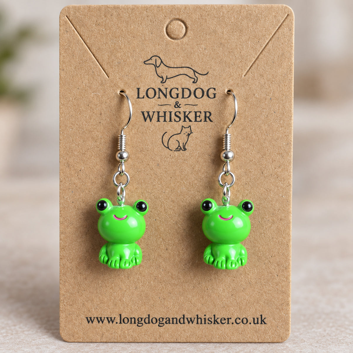 Green Frog Earrings
