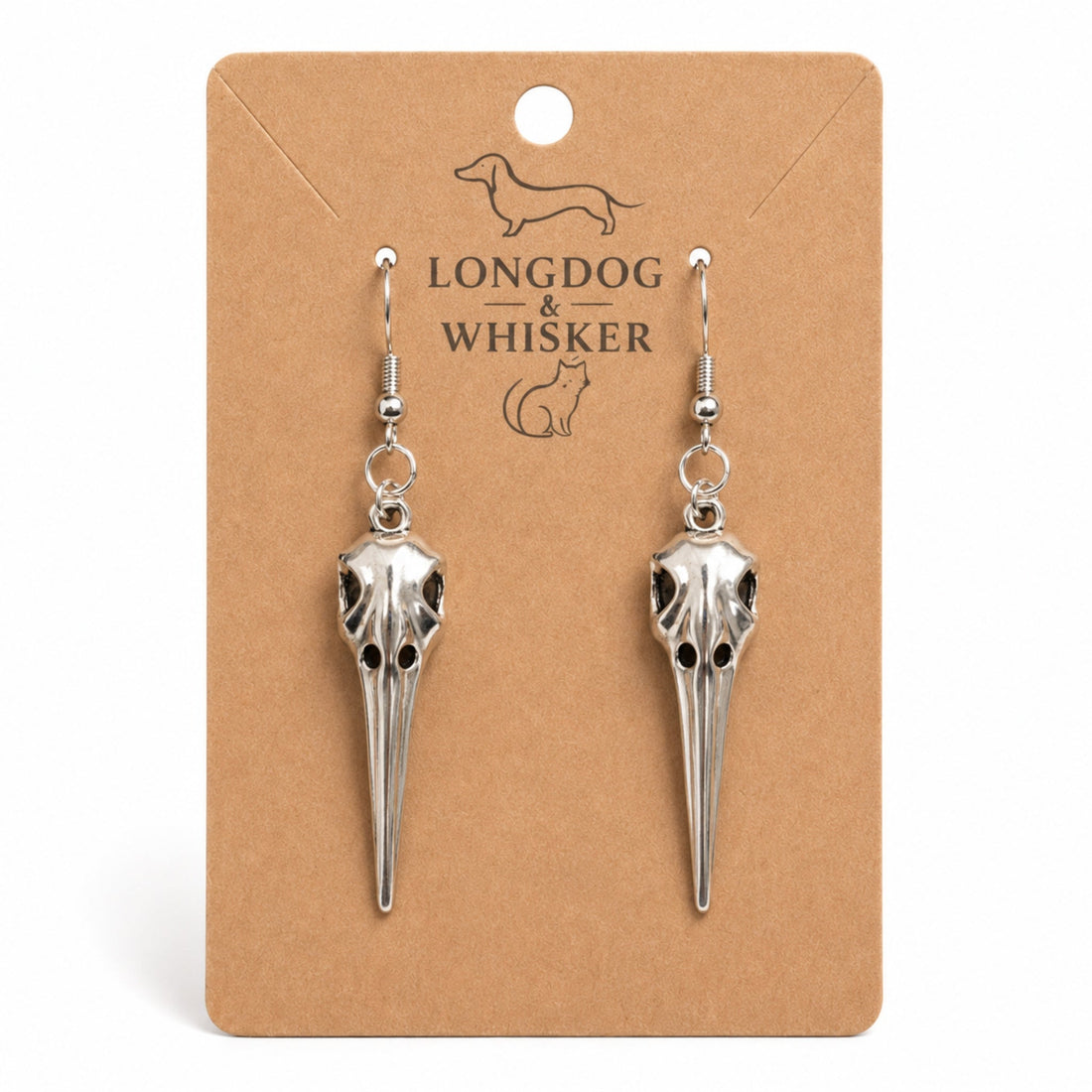 Classic bird skull earrings as a gothic alternative gift
