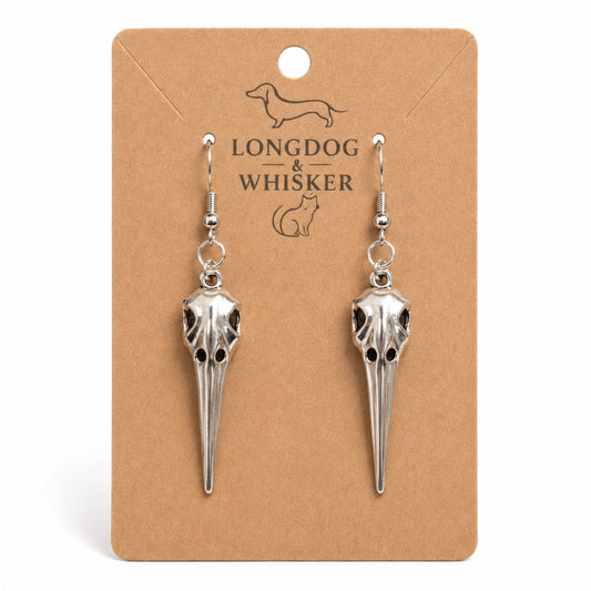 Classic bird skull earrings as a gothic alternative gift