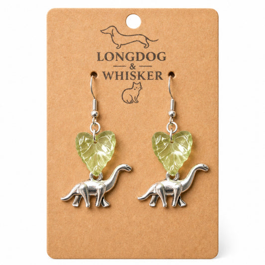 Silver brontosaurus earrings in a quirky earring collection