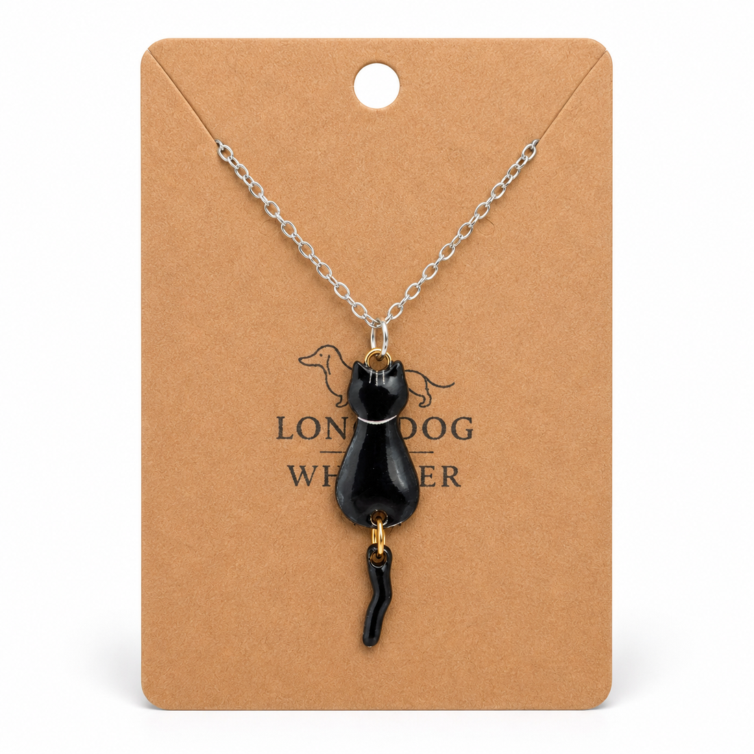 Black Percy cat necklace for witchy cat jewellery gifts