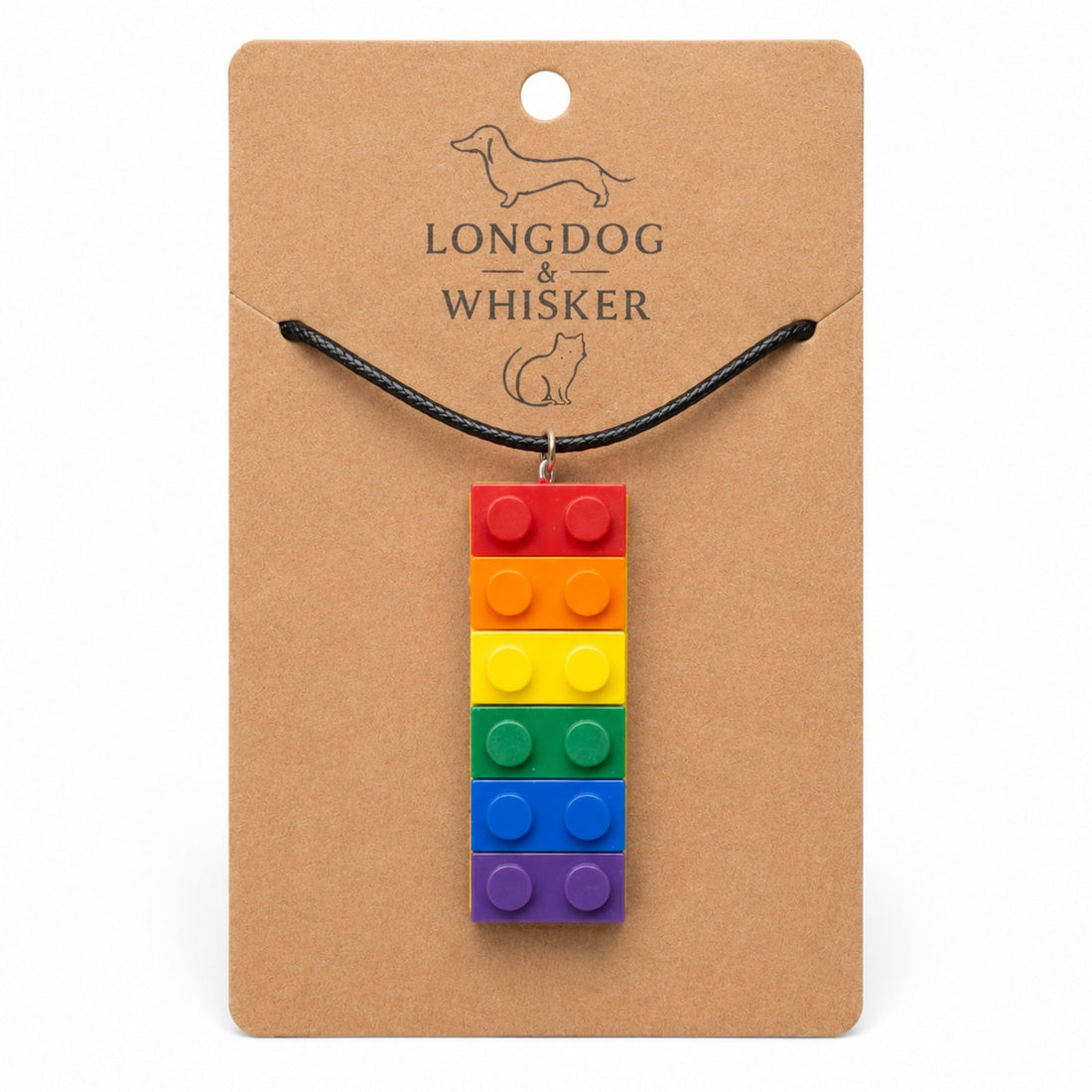 Rainbow Pride brick necklace gift