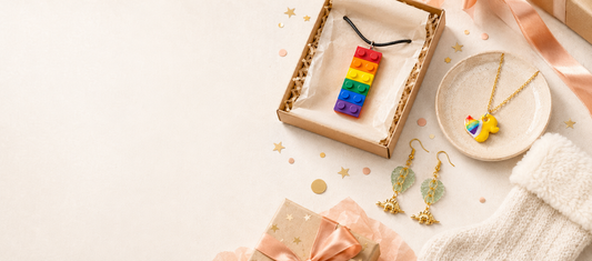 Longdog & Whisker stocking filler jewellery gift guide featuring Pride necklace and earrings