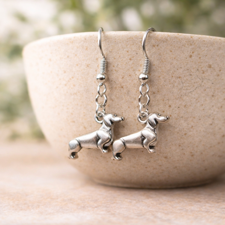 Dog earrings and necklaces from Longdog & Whisker