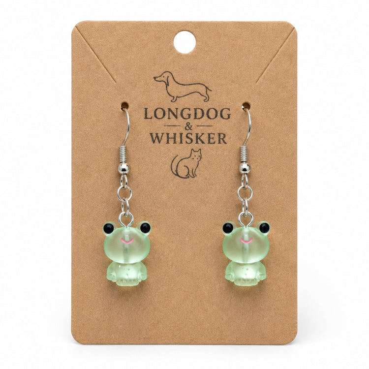 Frosted frog earrings from Longdog & Whisker