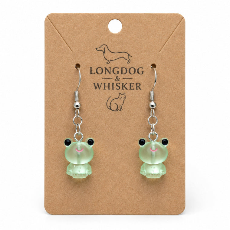 Frosted frog earrings from Longdog & Whisker