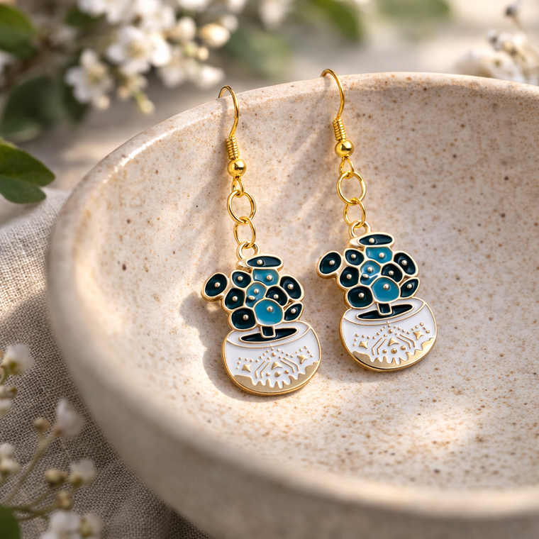 Plant earrings and necklaces from Longdog & Whisker