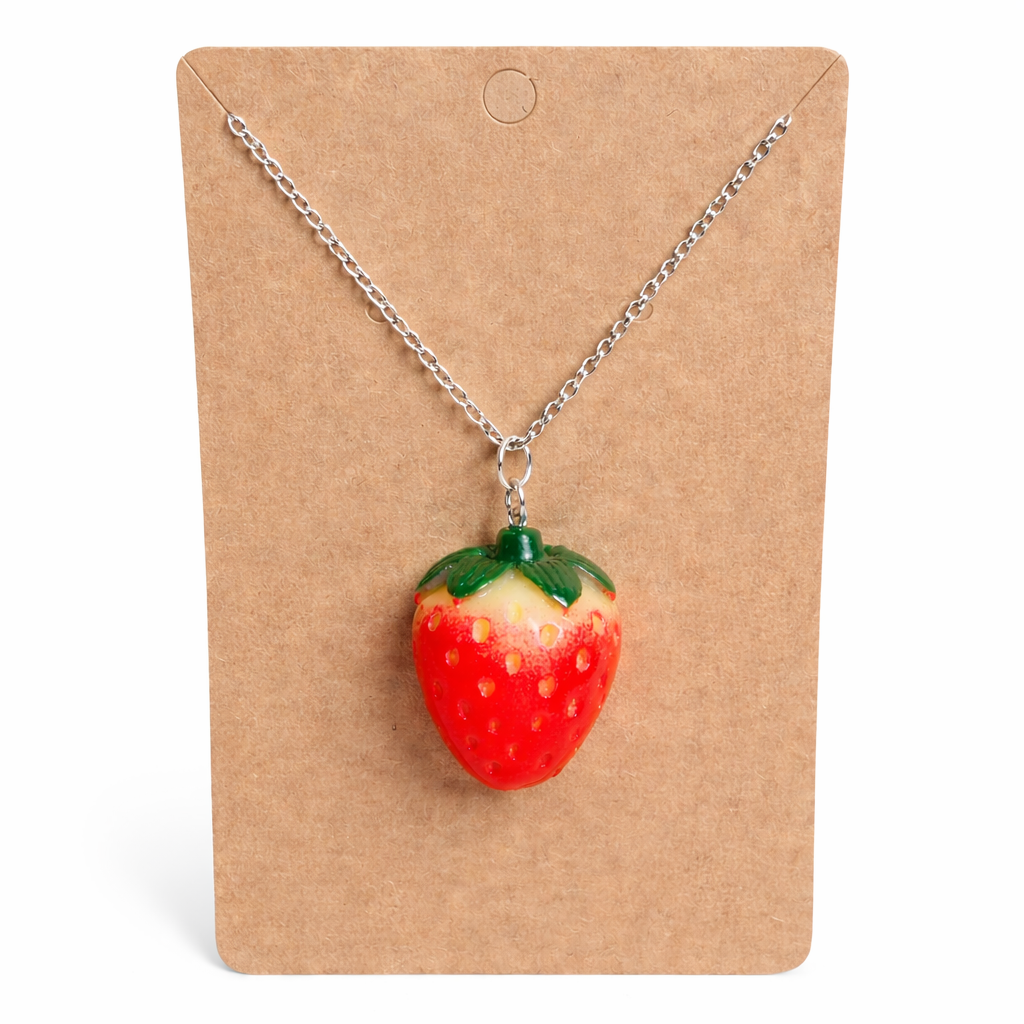 Strawberry Necklace - Silver Chain by Longdog & Whisker
