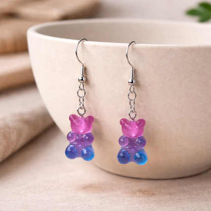Gummy Bear Earrings - Pink / Clear Blue
