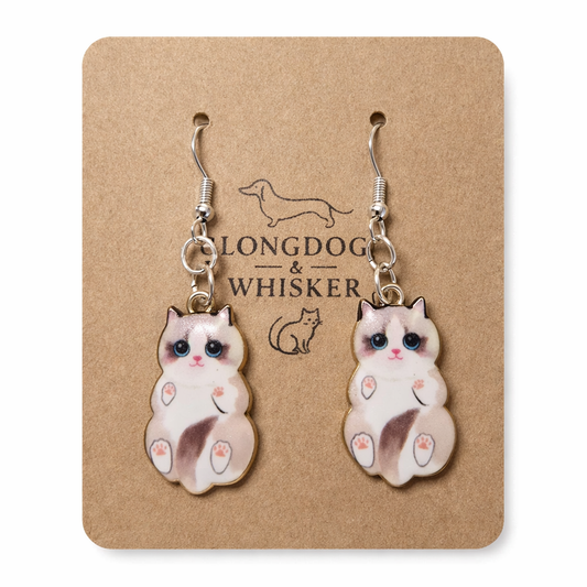 Belly Rub Cat Earrings - Ragdoll