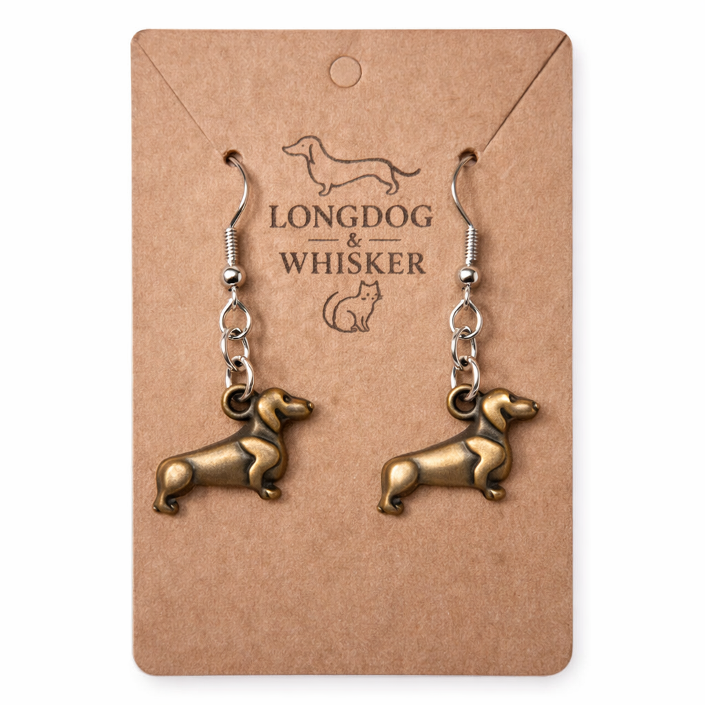 Sausage Dog Earrings - Bronze