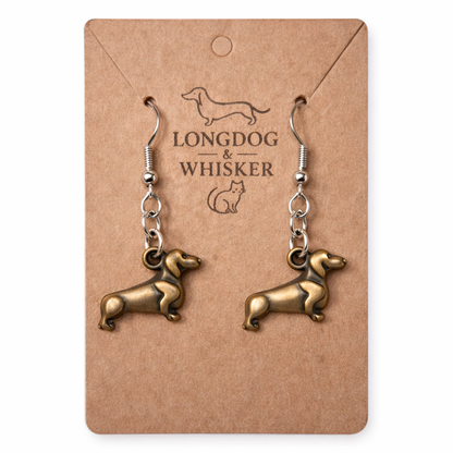 Sausage Dog Earrings - Bronze