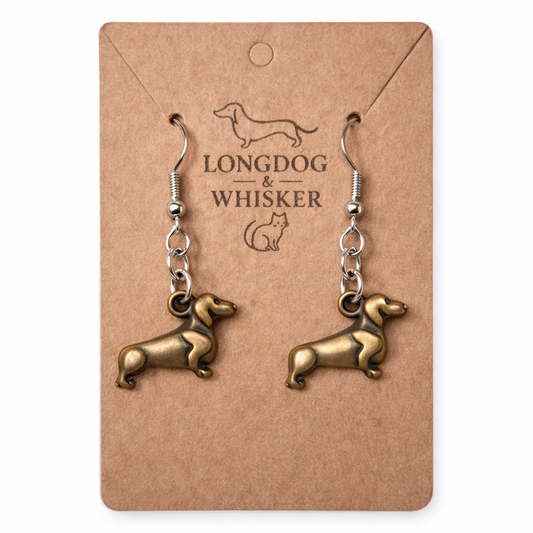 Sausage Dog Earrings - Bronze