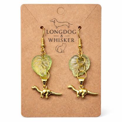 Small Dippy Dinosaur Earrings - Gold Hook