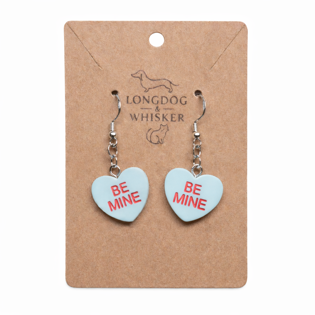 Be Mine Heart Earrings - Light Blue