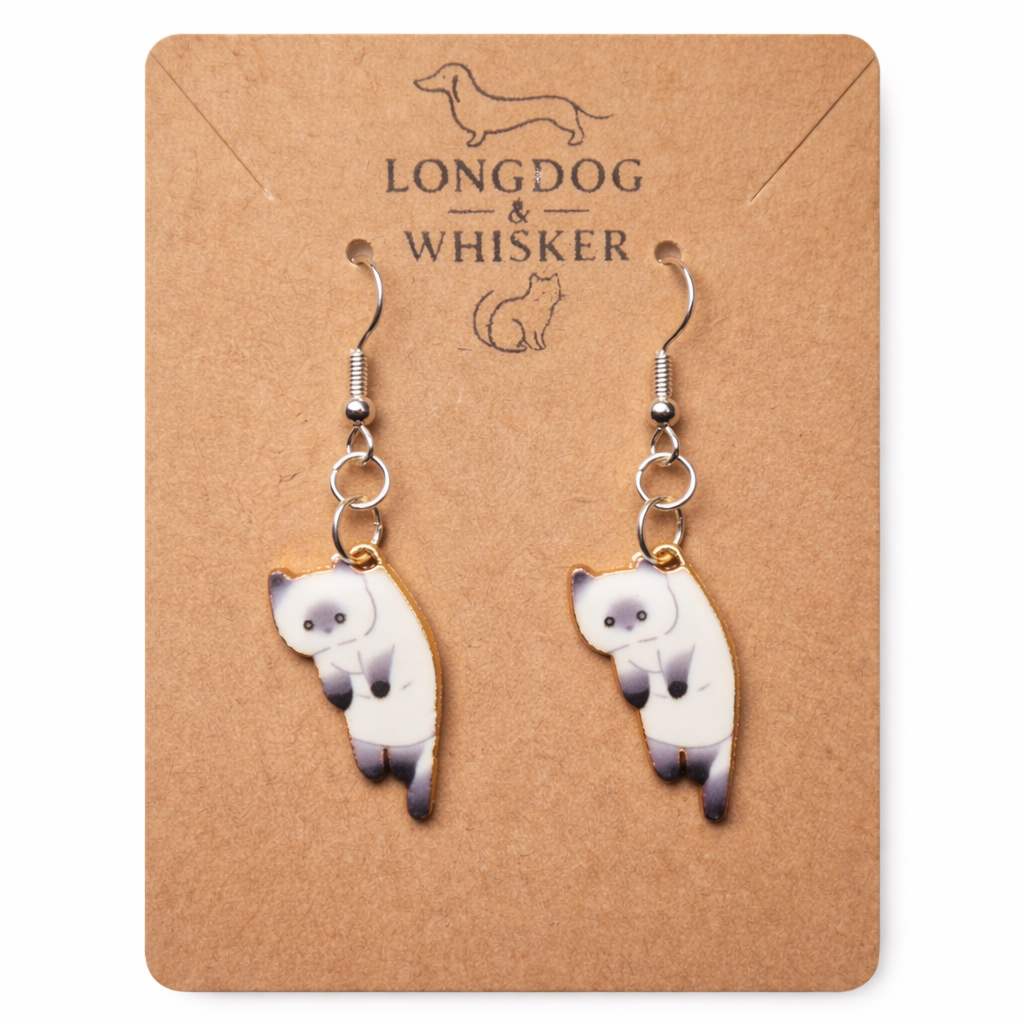Scruffles Cat Earrings - White