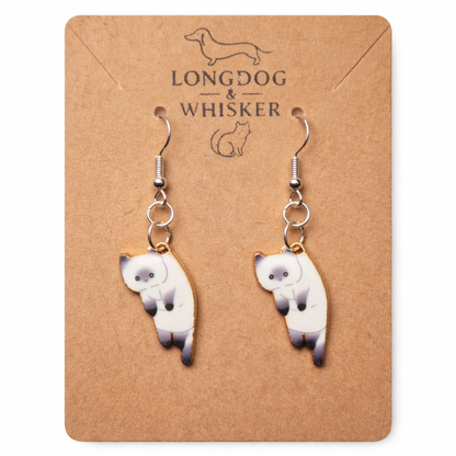 Scruffles Cat Earrings - White