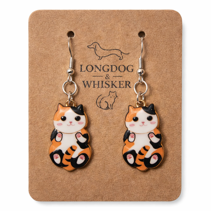 Belly Rub Cat Earrings - Calico by Longdog & Whisker