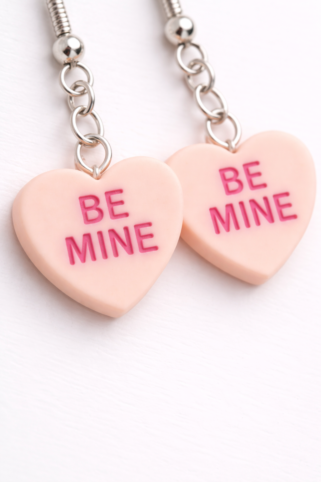 Be Mine Heart Earrings - Peach