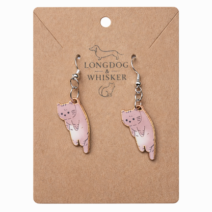 Scruffles Cat Earrings - Brown