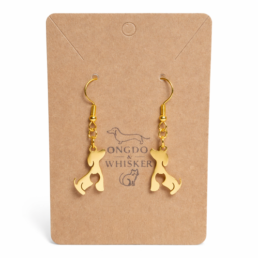 Cat At Heart Dog Earrings - Gold