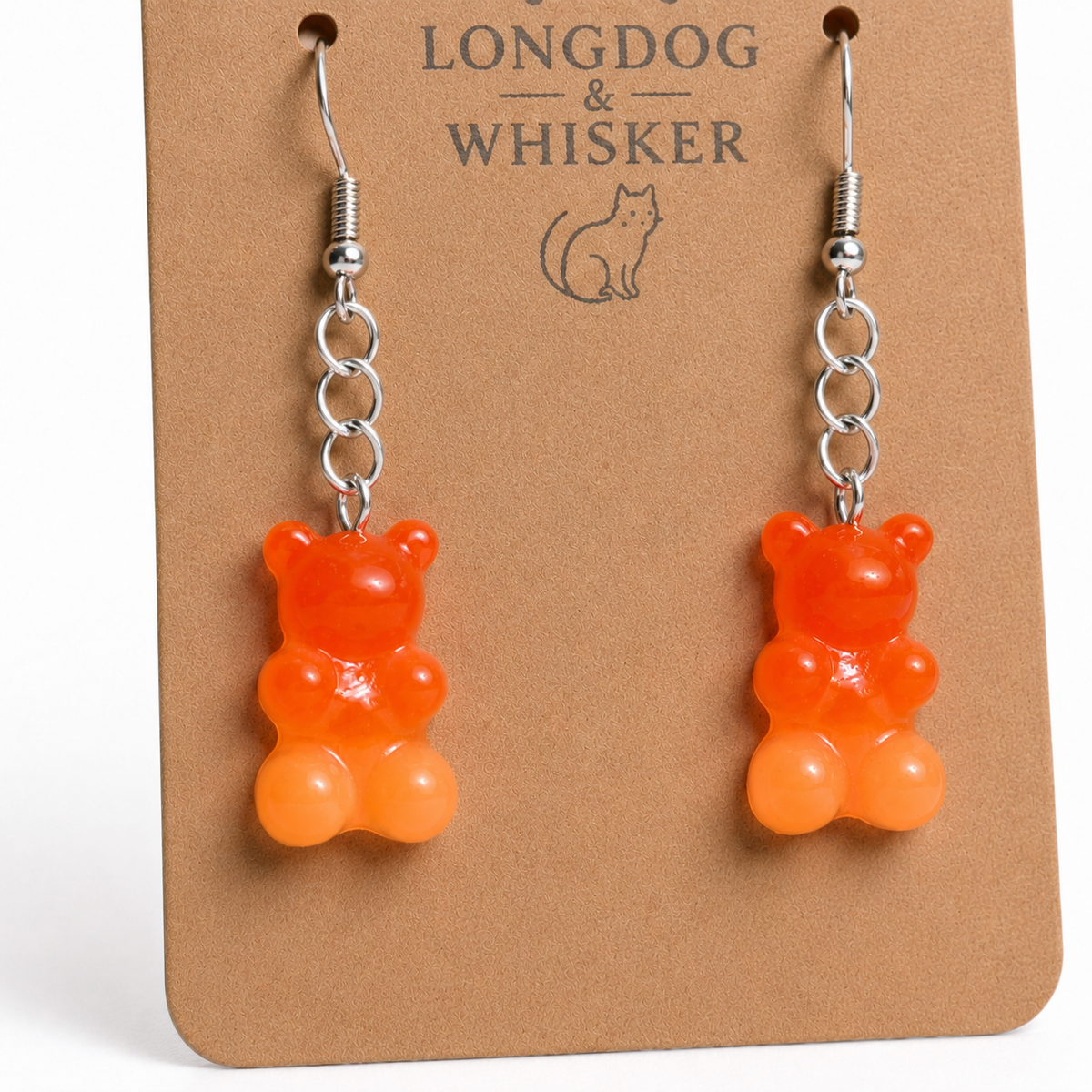 Close-up detail of Gummy Bear Earrings - Orange