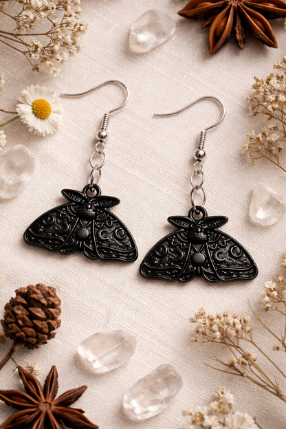 Black Moth Earrings