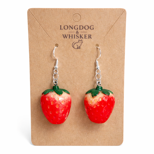 Strawberry Earrings - Silver Hook