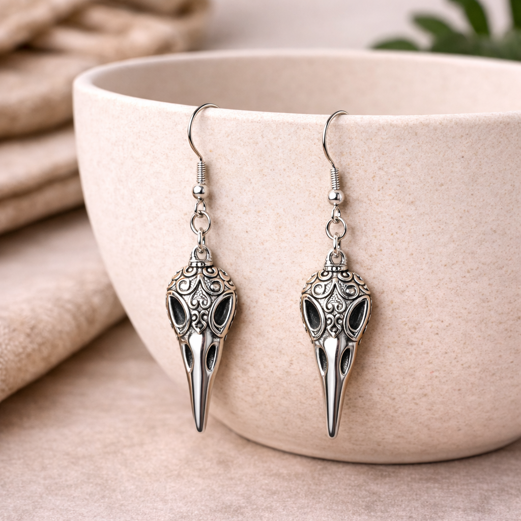 Bird Skull Earrings - Design 5