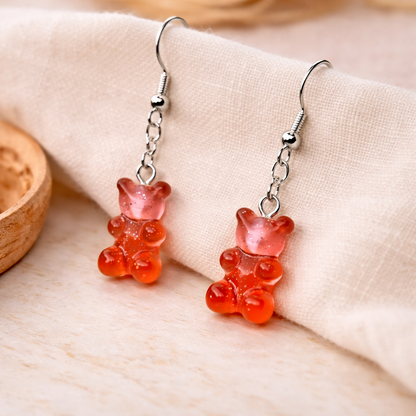 Gummy Bear Earrings - Red/Pink