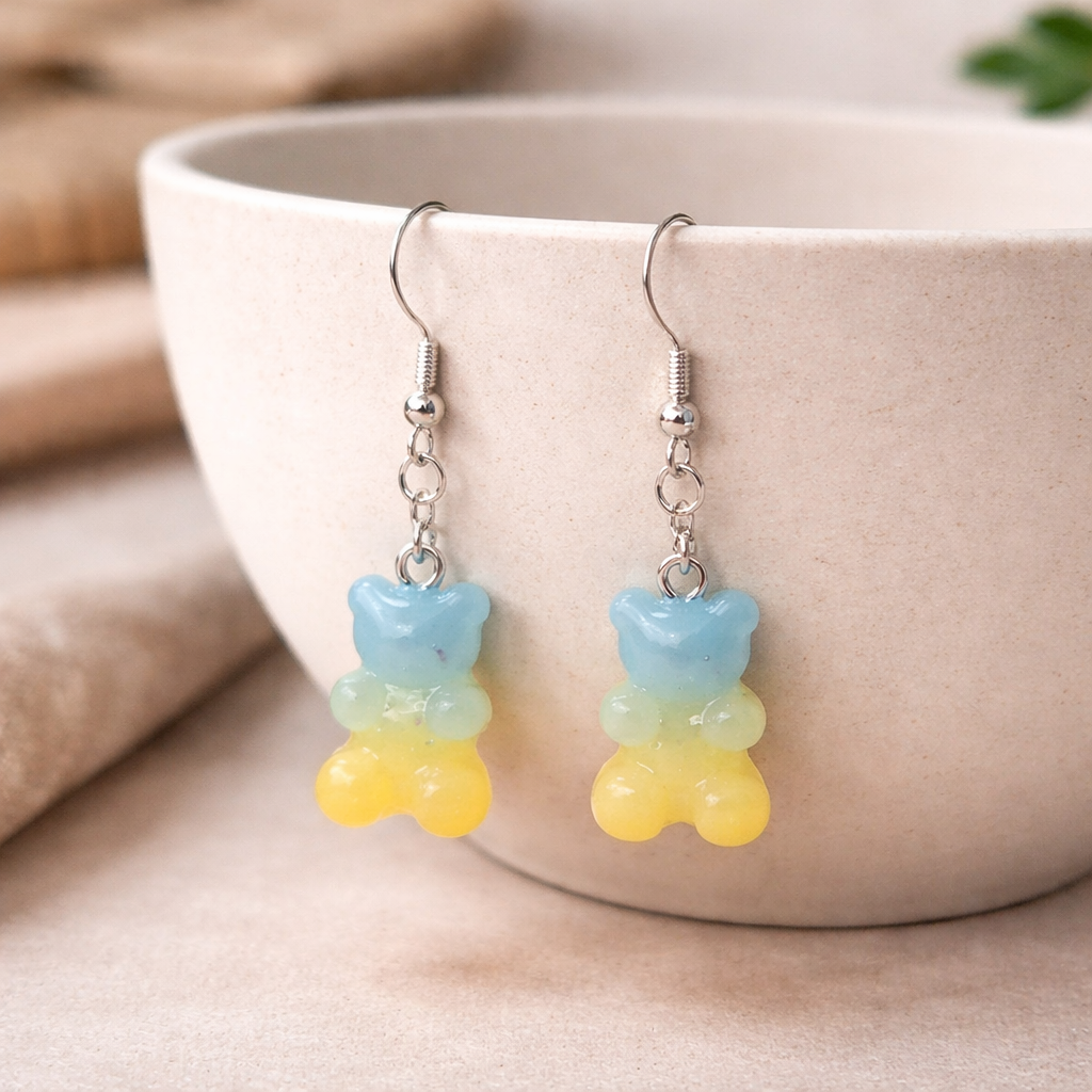 Gummy Bear Earrings - Pale Blue / Yellow