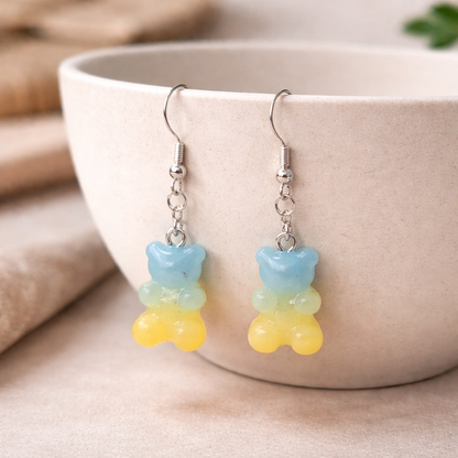 Gummy Bear Earrings - Pale Blue / Yellow