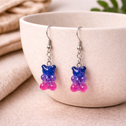 Gummy Bear Earrings - Dark Blue / Pink