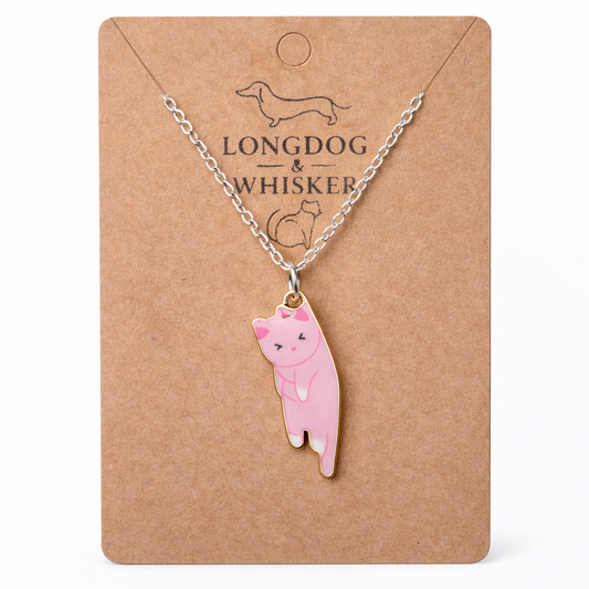 Scruffles Cat Necklace - Pink