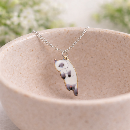 Scruffles Cat Necklace - White