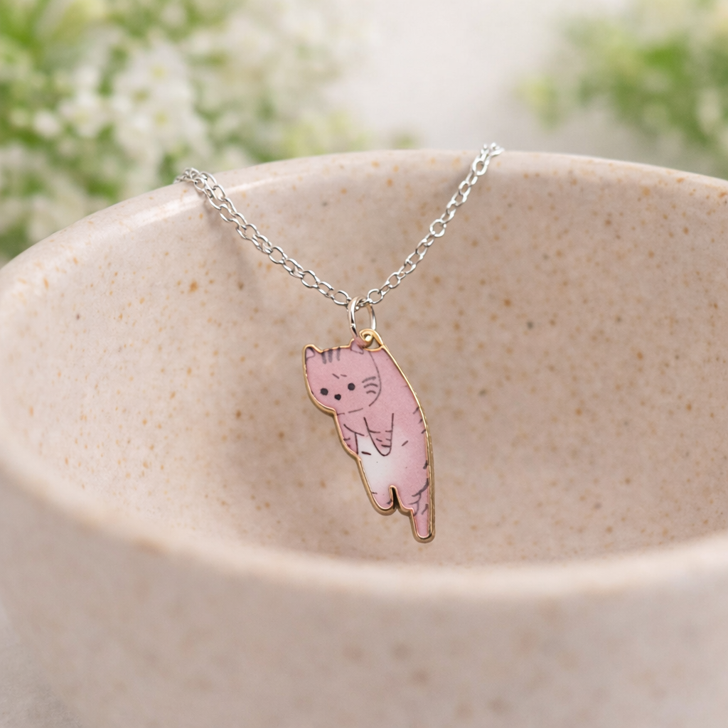 Scruffles Cat Necklace - Brown