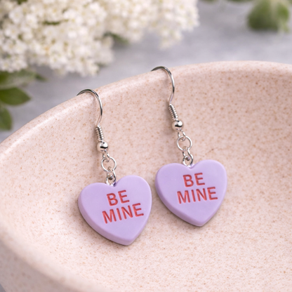 Be Mine Heart Earrings - Light Purple