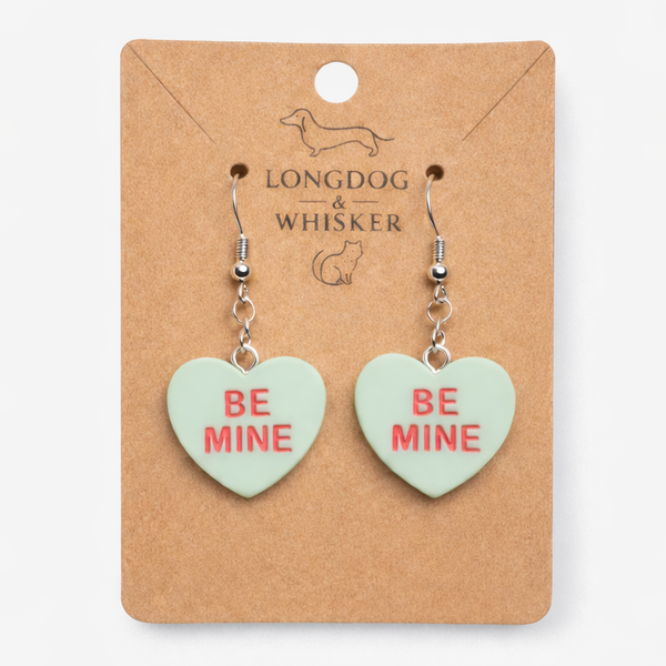 Be Mine Heart Earrings - Light Green